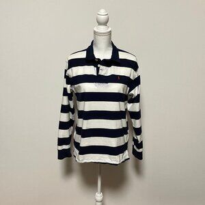 Vintage Polo Ralph Lauren Striped Rugby Boys’ Shirt, Size XL/20, Navy Blue